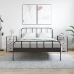 vidaXL Noptiere, 2 buc., gri sonoma, 30x60x60 cm, lemn compozit vidaXL Noptiere, 2 buc., gri sonoma, 30x60x60 cm, lemn compozit