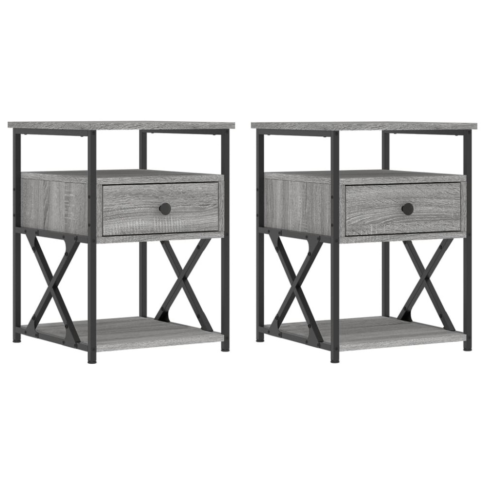 vidaXL Noptiere, 2 buc., gri sonoma, 40x42x55 cm, lemn prelucrat