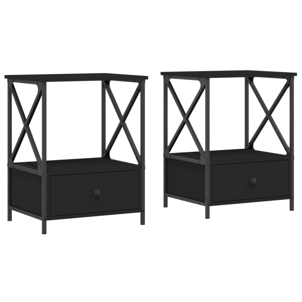 vidaXL Noptiere, 2 buc., negru, 50x41x65 cm, lemn compozit