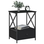 vidaXL Noptiere, 2 buc., negru, 50x41x65 cm, lemn compozit vidaXL Noptiere, 2 buc., negru, 50x41x65 cm, lemn compozit