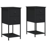 vidaXL Noptiere, 2 buc., negru, 32x42x70 cm, lemn compozit vidaXL Noptiere, 2 buc., negru, 32x42x70 cm, lemn compozit