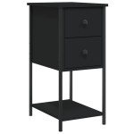 vidaXL Noptiere, 2 buc., negru, 32x42x70 cm, lemn compozit vidaXL Noptiere, 2 buc., negru, 32x42x70 cm, lemn compozit