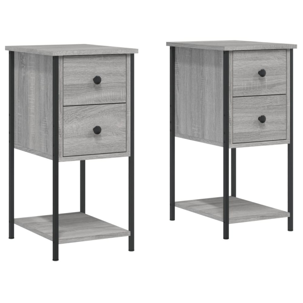 vidaXL Noptiere, 2 buc., gri sonoma, 32x42x70 cm, lemn compozit