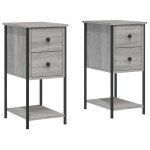 vidaXL Noptiere, 2 buc., gri sonoma, 32x42x70 cm, lemn compozit vidaXL Noptiere, 2 buc., gri sonoma, 32x42x70 cm, lemn compozit
