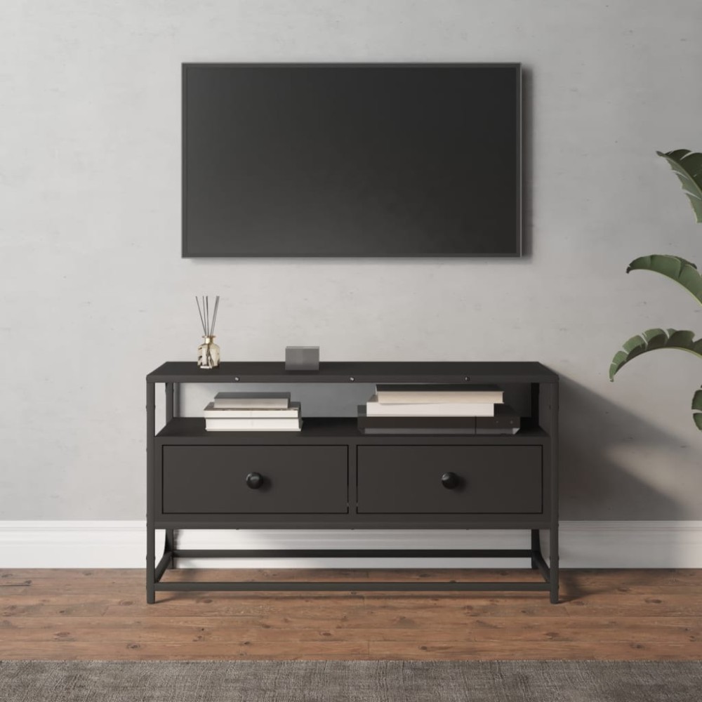 vidaXL Comodă TV, negru, 80x35x45 cm, lemn prelucrat