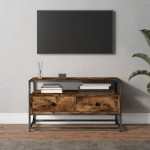 vidaXL Comodă TV, stejar afumat, 80x35x45 cm, lemn prelucrat vidaXL Comodă TV, stejar afumat, 80x35x45 cm, lemn prelucrat