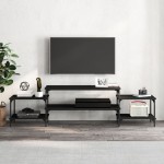 vidaXL Comodă TV, negru, 197x35x52 cm, lemn prelucrat