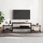 vidaXL Comodă TV, stejar afumat, 197x35x52 cm, lemn prelucrat vidaXL Comodă TV, stejar afumat, 197x35x52 cm, lemn prelucrat