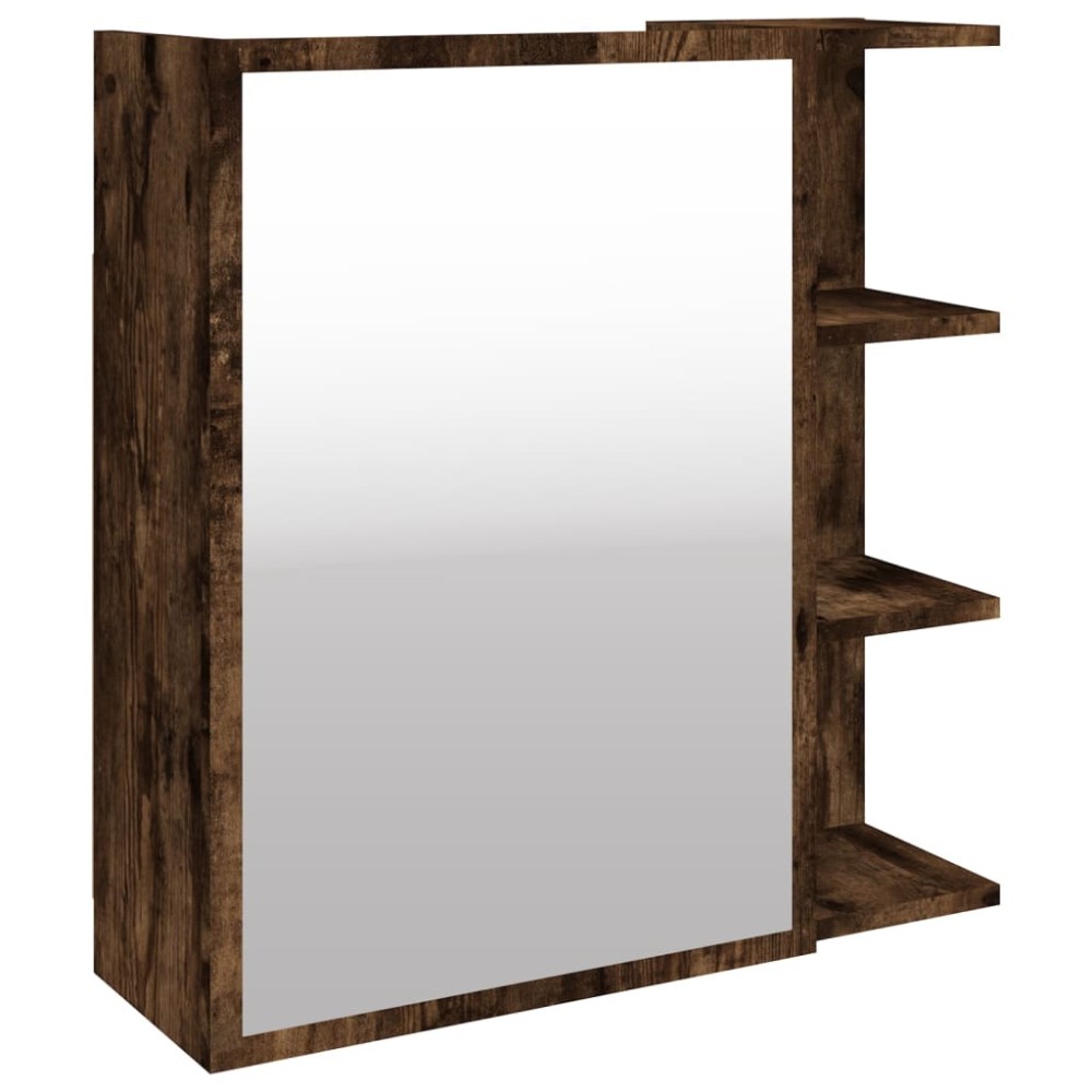 vidaXL Dulap baie cu oglindă stejar fumuriu 62,5x20,5x64 cm lemn