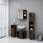 vidaXL Dulap baie cu oglindă stejar fumuriu 62,5x20,5x64 cm lemn vidaXL Dulap baie cu oglindă stejar fumuriu 62,5x20,5x64 cm lemn