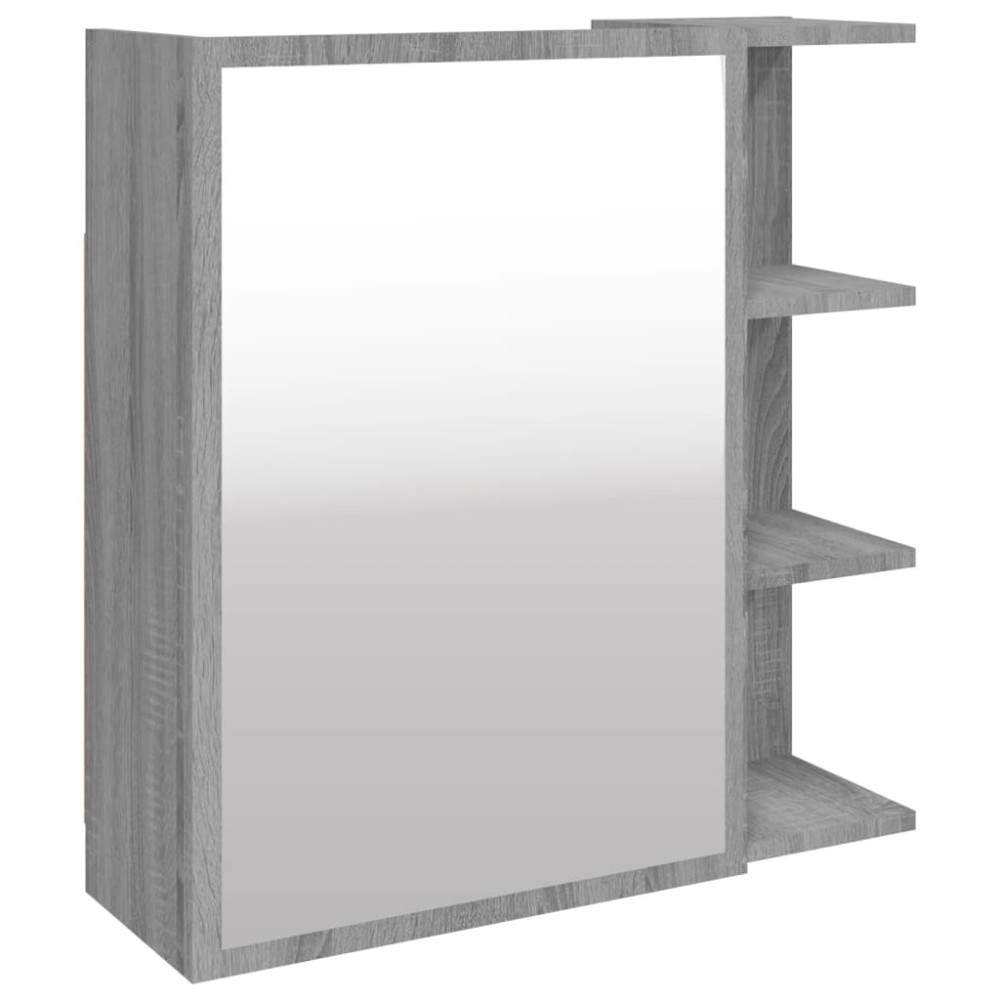 vidaXL Dulap baie cu oglindă gri sonoma 62,5x20,5x64 cm lemn compozit