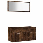 vidaXL Set mobilier de baie, 2 piese, stejar fumuriu, lemn prelucrat vidaXL Set mobilier de baie, 2 piese, stejar fumuriu, lemn prelucrat