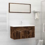 vidaXL Set mobilier de baie, 2 piese, stejar fumuriu, lemn prelucrat vidaXL Set mobilier de baie, 2 piese, stejar fumuriu, lemn prelucrat