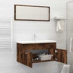 vidaXL Set mobilier de baie, 2 piese, stejar fumuriu, lemn prelucrat vidaXL Set mobilier de baie, 2 piese, stejar fumuriu, lemn prelucrat