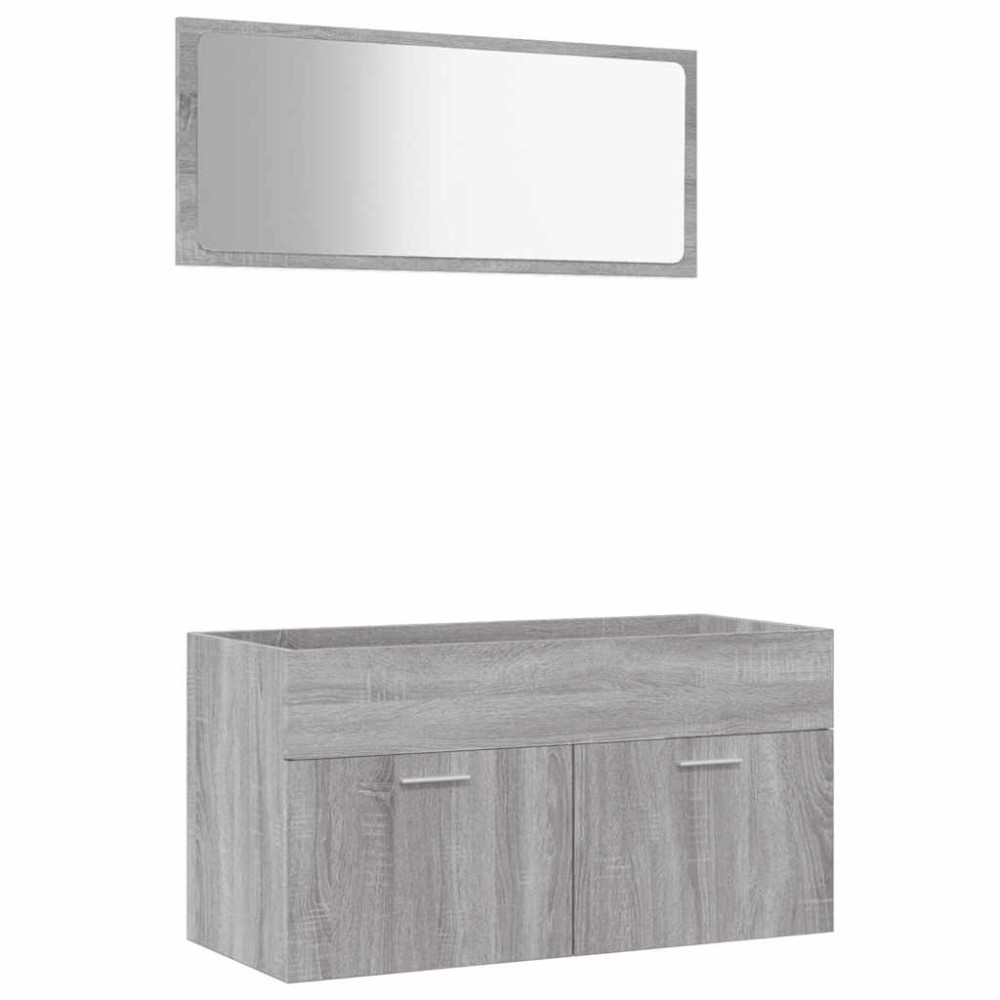 vidaXL Set mobilier de baie, 2 piese, gri sonoma, lemn prelucrat