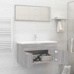 vidaXL Set mobilier de baie, 2 piese, gri sonoma, lemn prelucrat vidaXL Set mobilier de baie, 2 piese, gri sonoma, lemn prelucrat