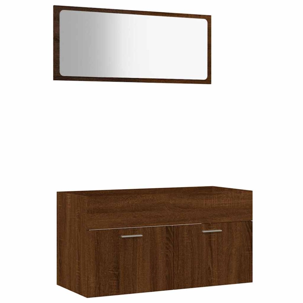 vidaXL Set mobilier de baie, 2 piese, stejar maro, lemn prelucrat