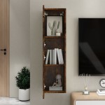 vidaXL Comodă TV cu montaj pe perete, stejar fumuriu, 30,5x30x110 cm