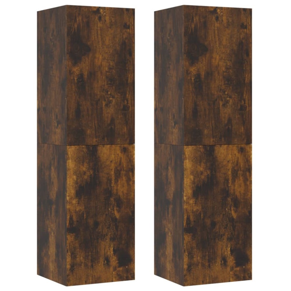 vidaXL Dulapuri TV suspendate, 2 buc., stejar afumat, 30,5x30x110 cm