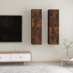 vidaXL Dulapuri TV suspendate, 2 buc., stejar afumat, 30,5x30x110 cm