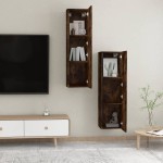 vidaXL Dulapuri TV suspendate, 2 buc., stejar afumat, 30,5x30x110 cm