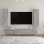 vidaXL Dulap TV montat pe perete, gri sonoma, 30,5x30x110 cm