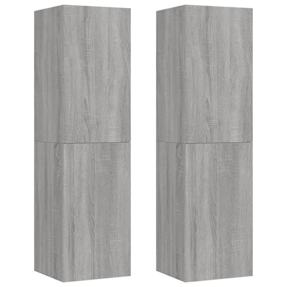 vidaXL Dulapuri TV montat pe perete, 2 buc., gri sonoma 30,5x30x110 cm