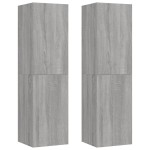 vidaXL Dulapuri TV montat pe perete, 2 buc., gri sonoma 30,5x30x110 cm