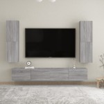 vidaXL Dulapuri TV montat pe perete, 2 buc., gri sonoma 30,5x30x110 cm