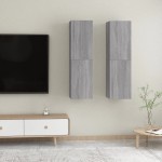 vidaXL Dulapuri TV montat pe perete, 2 buc., gri sonoma 30,5x30x110 cm