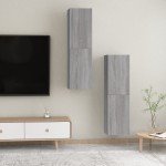 vidaXL Dulapuri TV montat pe perete, 2 buc., gri sonoma 30,5x30x110 cm