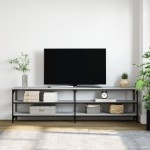 vidaXL Comodă TV, gri sonoma, 180x30x50 cm, lemn prelucrat și metal vidaXL Comodă TV, gri sonoma, 180x30x50 cm, lemn prelucrat și metal