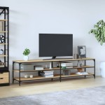 vidaXL Comodă TV, stejar sonoma, 200x30x50 cm, lemn prelucrat și metal vidaXL Comodă TV, stejar sonoma, 200x30x50 cm, lemn prelucrat și metal
