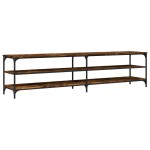 vidaXL Comodă TV, stejar fumuriu, 200x30x50 cm lemn prelucrat și metal