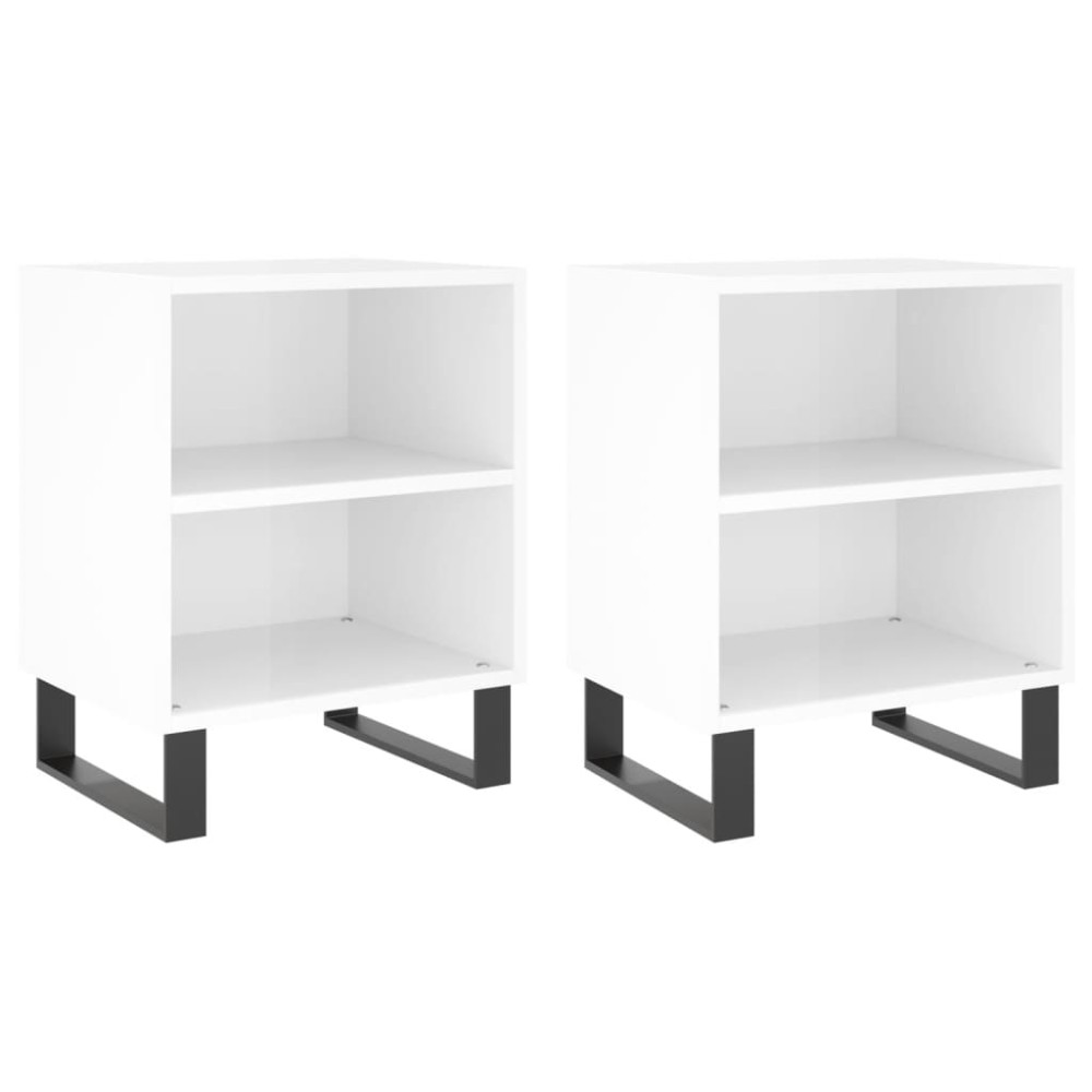 vidaXL Noptiere, 2 buc., alb extralucios, 40x30x50 cm, lemn compozit