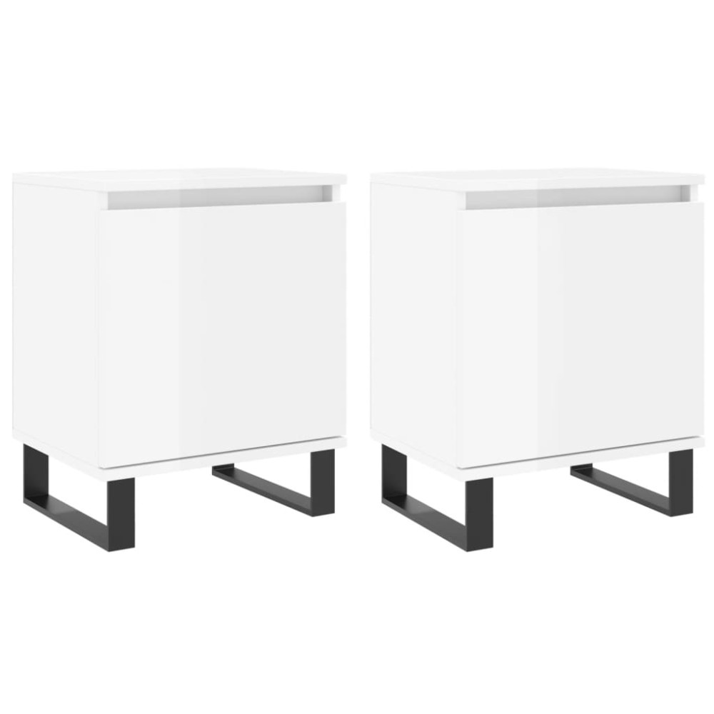 vidaXL Noptiere, 2 buc., alb extralucios, 40x30x50 cm, lemn compozit