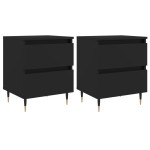 vidaXL Noptiere, 2 buc., negru, 40x35x50 cm, lemn compozit vidaXL Noptiere, 2 buc., negru, 40x35x50 cm, lemn compozit