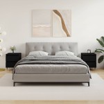 vidaXL Noptiere, 2 buc., negru, 40x35x50 cm, lemn compozit vidaXL Noptiere, 2 buc., negru, 40x35x50 cm, lemn compozit