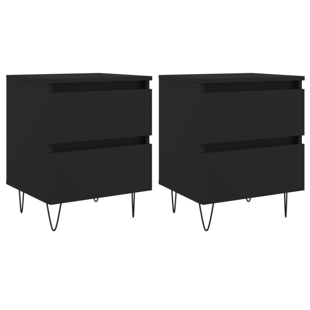vidaXL Noptiere, 2 buc., negru, 40x35x50 cm, lemn compozit