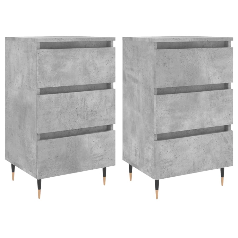 vidaXL Noptiere, 2 buc., gri beton, 40x35x69 cm, lemn compozit