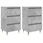 vidaXL Noptiere, 2 buc., gri beton, 40x35x69 cm, lemn compozit
