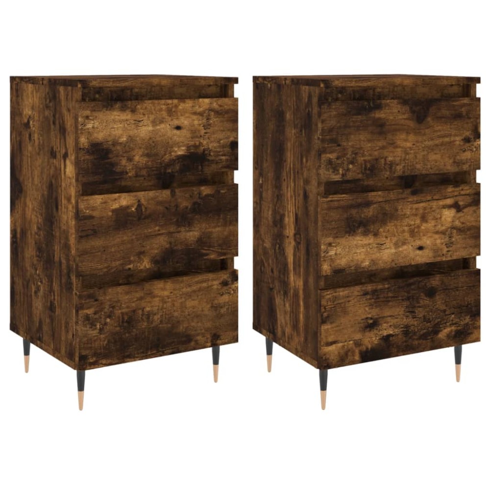 vidaXL Noptiere, 2 buc., stejar fumuriu, 40x35x69 cm, lemn compozit