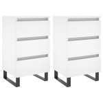 vidaXL Noptiere, 2 buc., alb, 40x35x69 cm, lemn compozit