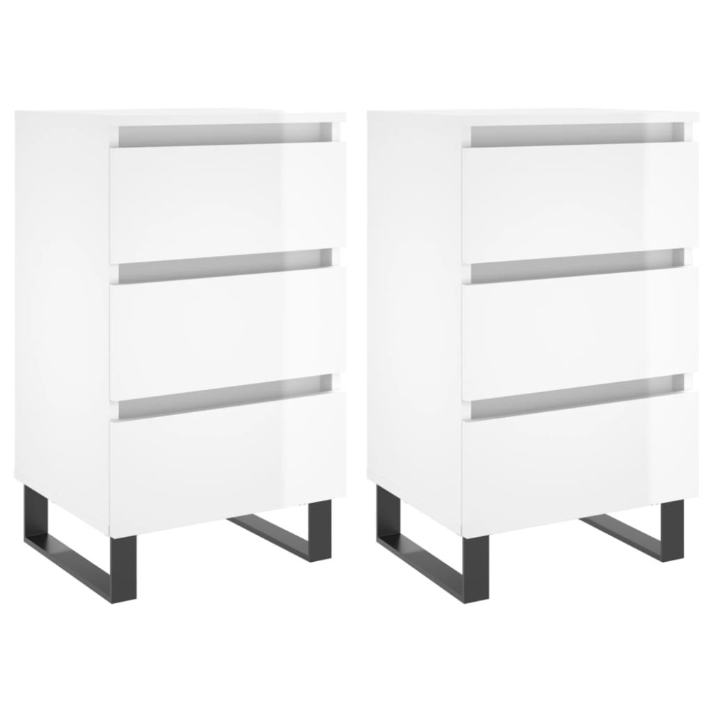 vidaXL Noptiere, 2 buc., alb extralucios, 40x35x69 cm, lemn compozit