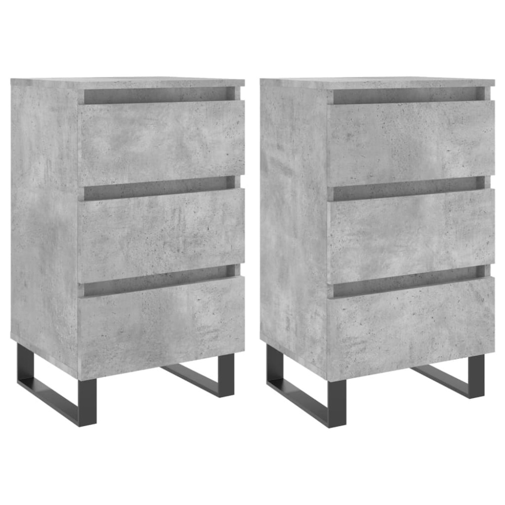 vidaXL Noptiere, 2 buc., gri beton, 40x35x69 cm, lemn compozit
