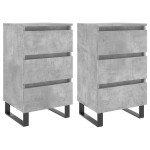 vidaXL Noptiere, 2 buc., gri beton, 40x35x69 cm, lemn compozit