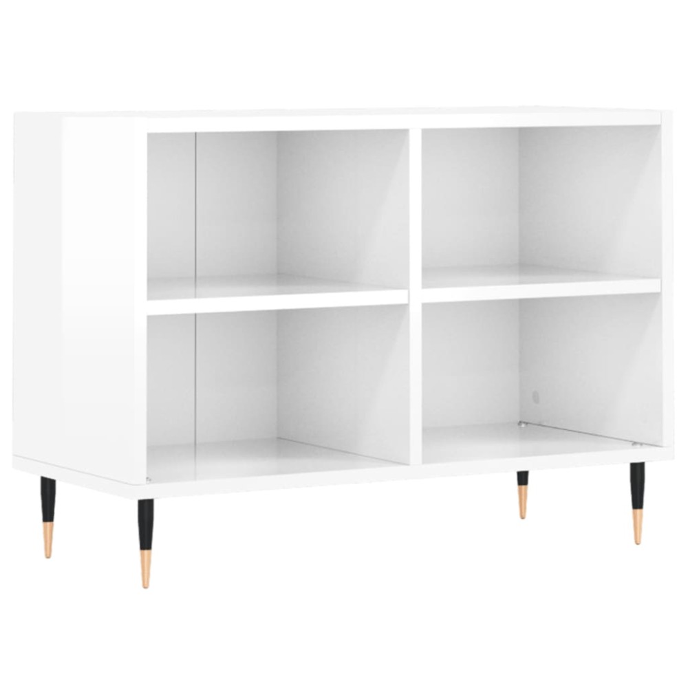 vidaXL Comodă TV, alb extralucios, 69,5x30x50 cm, lemn compozit