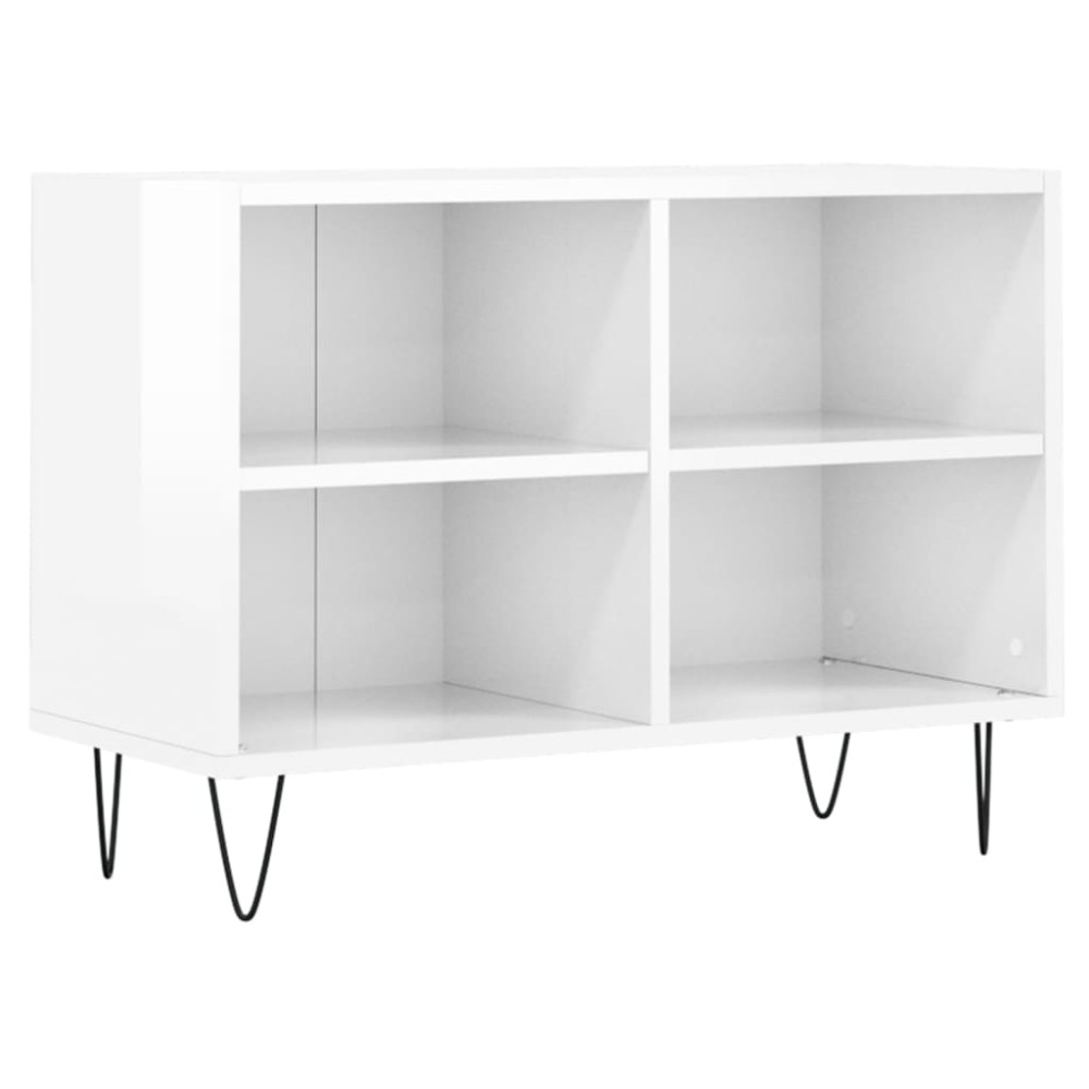 vidaXL Comodă TV, alb extralucios, 69,5x30x50 cm, lemn compozit