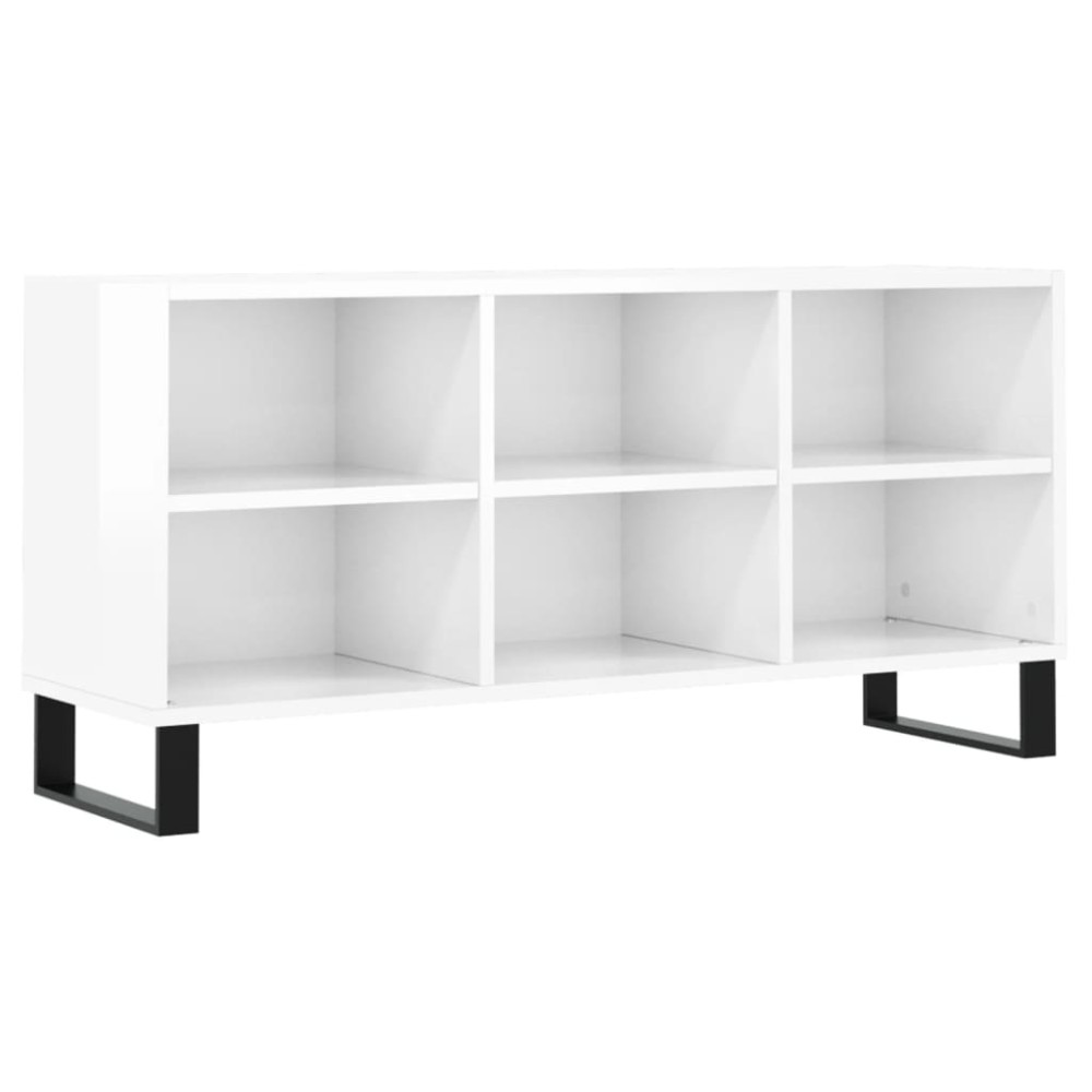 vidaXL Comodă TV, alb extralucios, 103,5x30x50 cm, lemn compozit