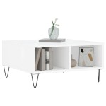 vidaXL Masă de cafea, alb extralucios, 60x60x30 cm, lemn compozit vidaXL Masă de cafea, alb extralucios, 60x60x30 cm, lemn compozit